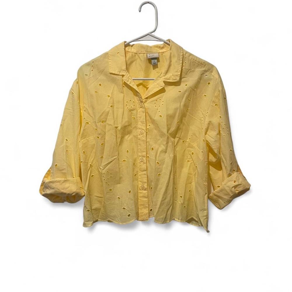 Yellow Eyelet Button-Up Shirt